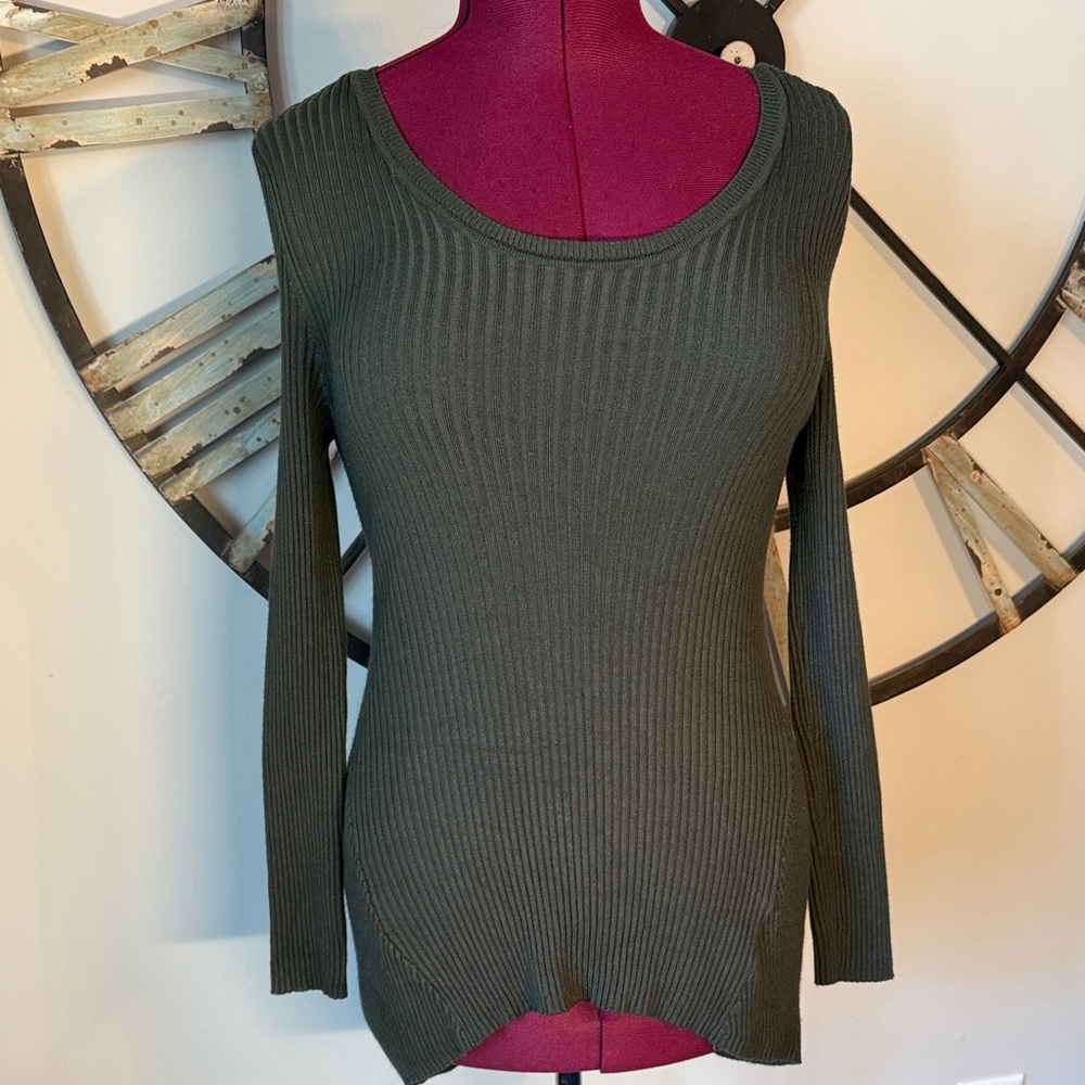 Ribbed Olive Green Sweater